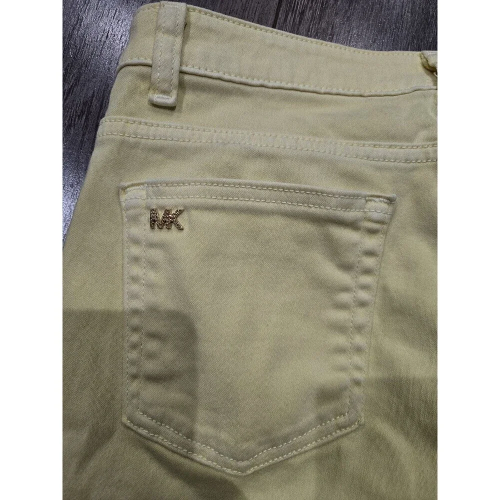 Michael Kors Izzy Womens Size 8 Yellow Skinny Jeans Stretch Denim Mid Rise